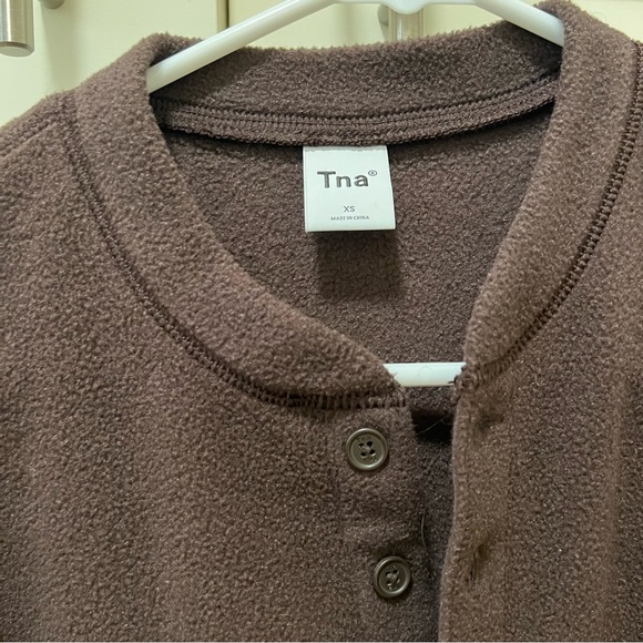 TNA Brown Button Up Sweatshirt - Picture 2 of 3